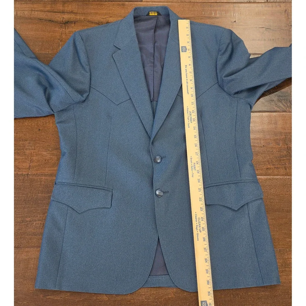 VTG RARE John H Daniel Co Western Ranch Suit Steel Blue 2 Piece Custom Tailored